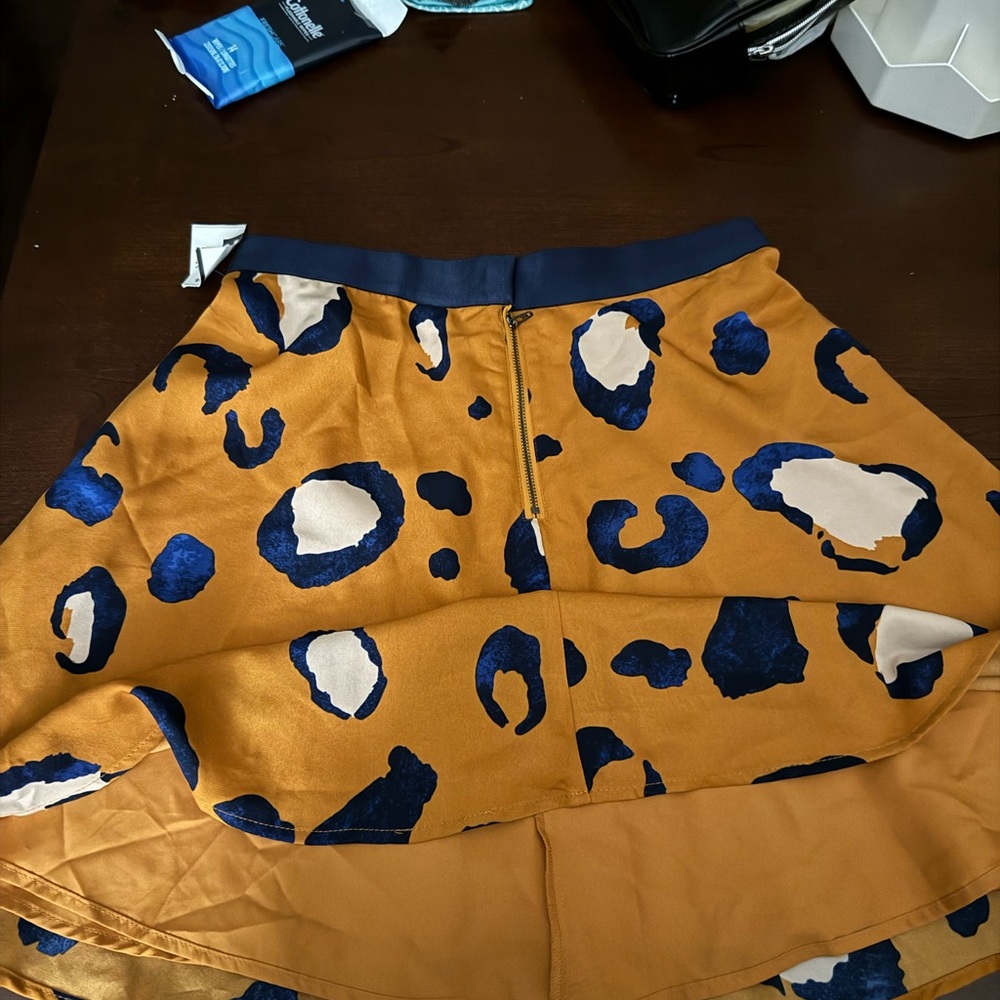 NEW PhillipLim Flare Skirt Orange/Rust/Blue LeopardPrint waist14” length… - Picture 4 of 6